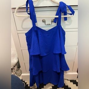 Royal blue layered dress never worn. NWT size Large.